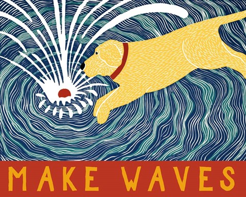 Framed Make Waves Yellow Wbanner Print