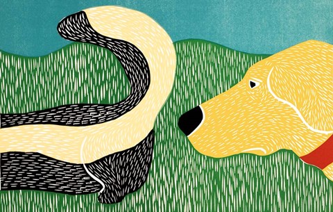 Framed Nature Walk Bad Dog Yellow Print