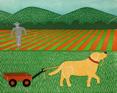 Framed Wagon Yellow Print