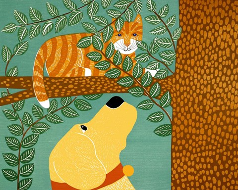 Framed Up A Tree  Striped Yellow Print