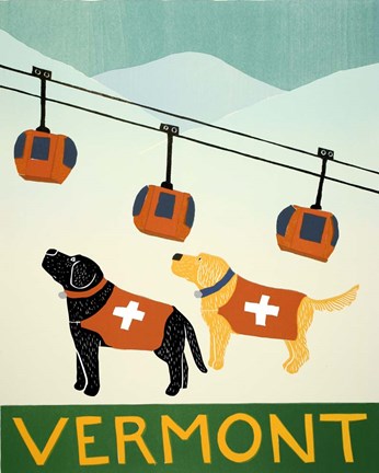 Framed Vermont Ski Patrol Black Print