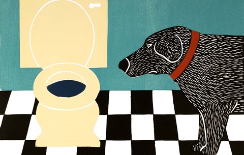 Framed Water Bowl Bad Dog Print