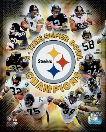 Framed Pittsburgh Steelers 6-Time Super Bowl Champions Composite Print