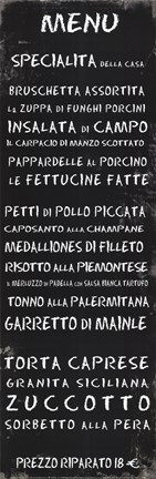 Framed Transit Menu Italian Print