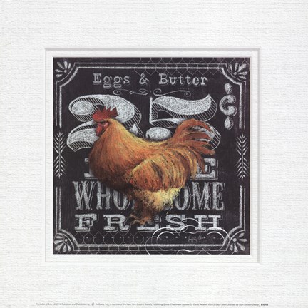 Framed Chalkboard Rooster 25 Cents Print