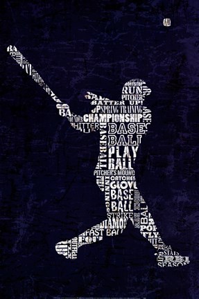 Framed Type Baseball Blue Print