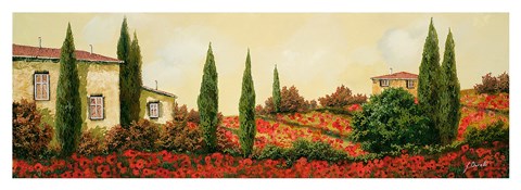 Framed Tre Case Tra I Papaveri Print