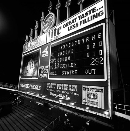 Framed Scoreboard at U.S. Cellular Field, Chicago, Cook County, Illinois Print