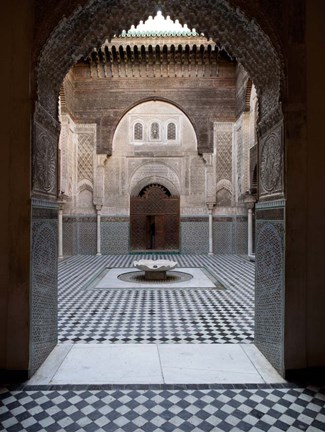 Framed Al-Attarine Madrasa built by Abu al-Hasan Ali ibn Othman, Fes, Morocco Print