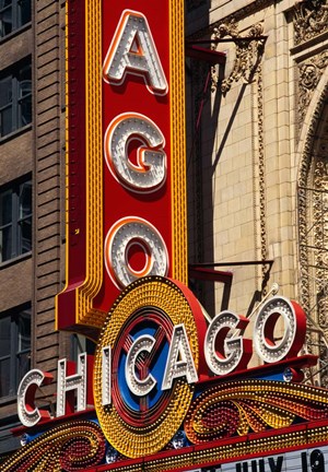 Framed Chicago Theater Sign, Illinois Print