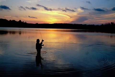 Framed Fly Fisherman, Mauthe Lake, Kettle Moraine State Forest Print