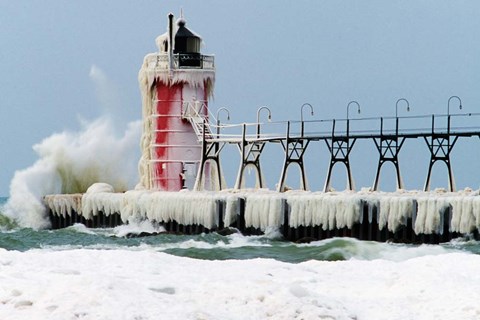 Framed South Pier Lighthouse, South Haven, Michigan Print