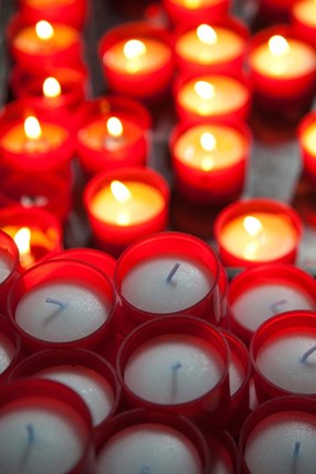 Framed Votive candles in a Cathedral, Como Cathedral, Lombardy, Italy Print