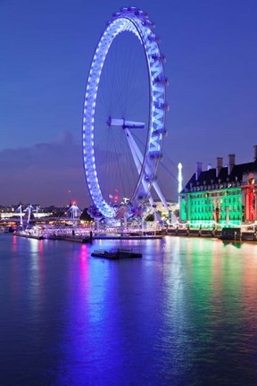 Framed Millennium Wheel, London County Hall, Thames River, London, England Print