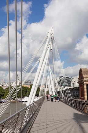 Framed Golden Jubilee Bridge, Thames River, London, England Print