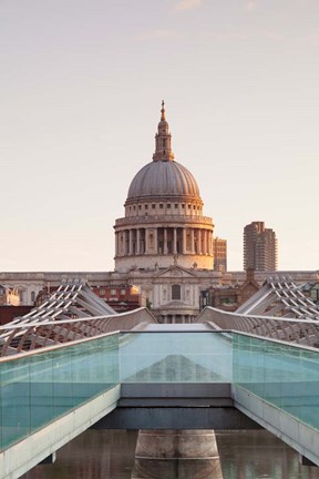 Framed St. Paul&#39;s Cathedral, Millennium Bridge, London, England Print