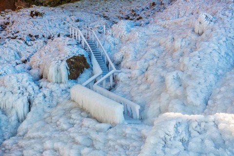Framed Frozen Staircase by Seljalandsfoss Waterfall, Iceland Print