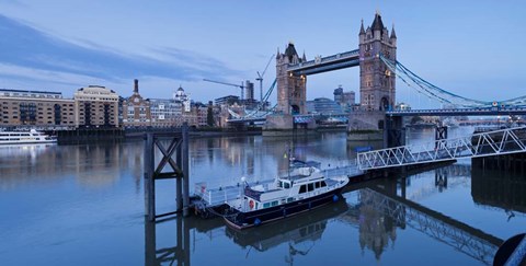 Framed St. Katharine Pier and Tower Bridge, Thames River, London, England Print