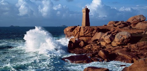 Framed Ploumanac&#39;h Lighthouse, Perros-Guirec, Cotes-d&#39;Armor, Brittany, France Print