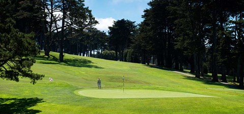 Framed Player at Presidio Golf Course, San Francisco, California Print