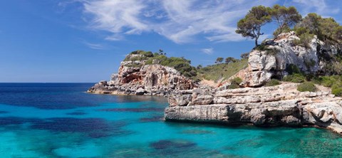 Framed Cala S&#39;Almunia bay, Santanyi, Majorca, Balearic Islands, Spain Print
