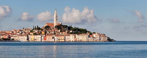 Framed Old Town and St. Euphemia&#39;s Basilica, Rovinj, Istria, Croatia Print