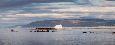 Framed Chapel in the Sea, Georgioupoli, Crete, Greece Print