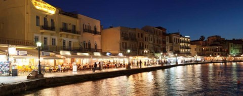 Framed Promenade at Venetian Port, Chania, Crete, Greece Print