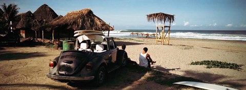 Framed Surfer at Zicatela Beach, Mexico Print