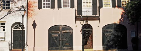 Framed Historic houses in Rainbow Row, Charleston, South Carolina Print