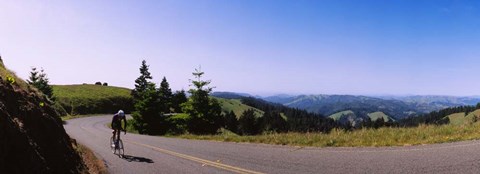 Framed Cycler on Mt Tamalpais, Marin County, California Print