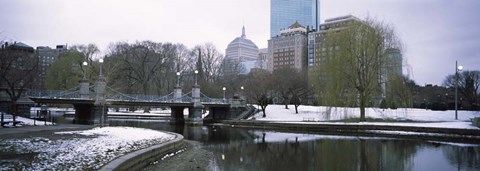 Framed Snow in Boston Public Garden, Suffolk County, Massachusetts Print