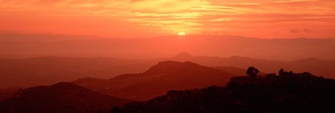 Framed Mountain Range at Sunrise, Tuscany, Italy Print