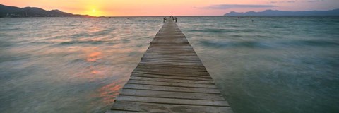 Framed Alcudia Pier at Sunset, Majorca, Spain Print