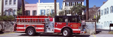 Framed Fire Truck, Charleston, South Carolina Print