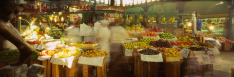 Framed Fruits And Vegetables Market Stall, Santiago, Chile Print