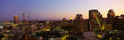 Framed San Antonio, Texas Buildings at Dusk Print