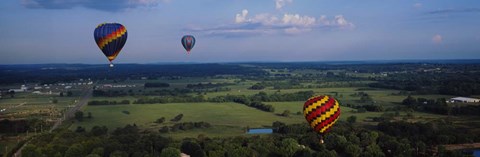 Framed Hot air balloons floating in the sky, Illinois River, Tahlequah, Oklahoma, USA Print