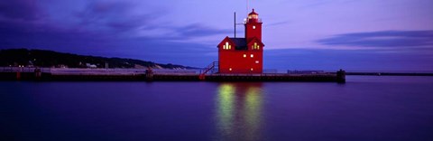 Framed Big Red Lighthouse at Dusk, Holland, Michigan Print