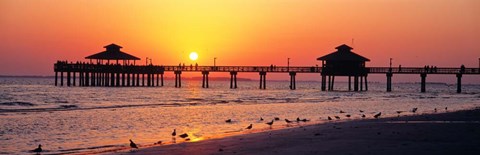 Framed Sunset at Fort Myers Beach, FL Print