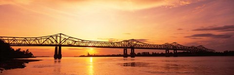 Framed Bridge At Sunset, Mississippi Print