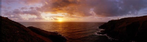 Framed Sunset Ocean-scape England Print