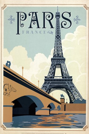 Framed Paris Blue Print