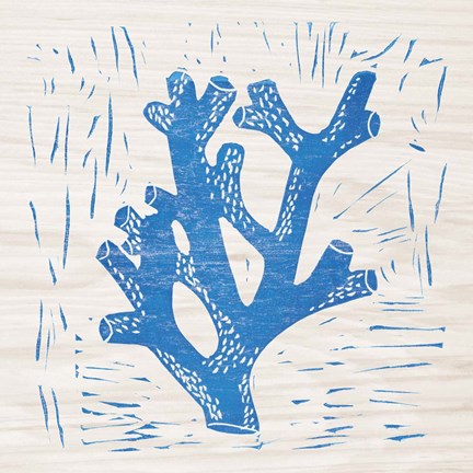 Framed Sea Creature Coral Blue Print