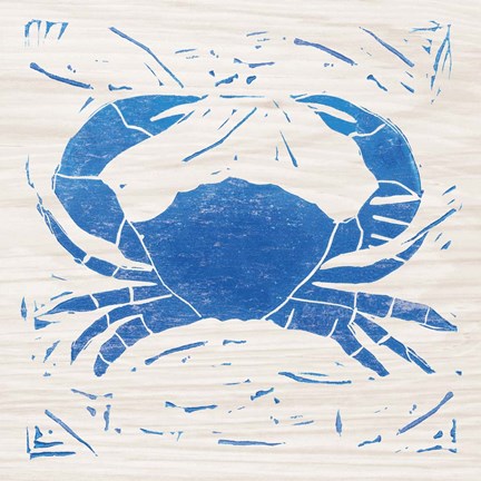 Framed Sea Creature Crab Blue Print