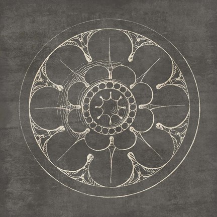 Framed Rosette III Gray Print