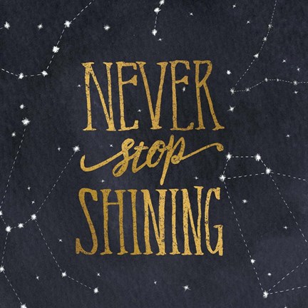 Framed Starry Words II Gold Print