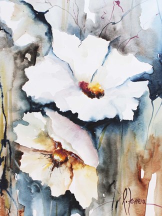 Framed Blooms Aquas II Print