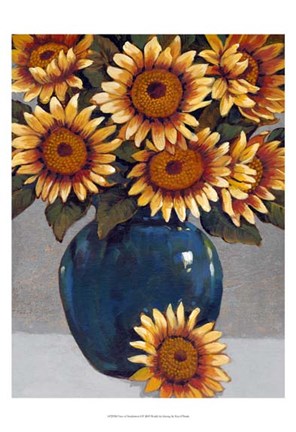 Framed Vase of Sunflowers I Print