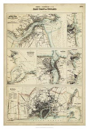 Framed Map of the Coast of England III Print